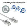 ACT Grau 0,25m LSZH S/FTP CAT6A Slimline Patchkabel Snagless mit RJ45 Steckern (DB7052)
