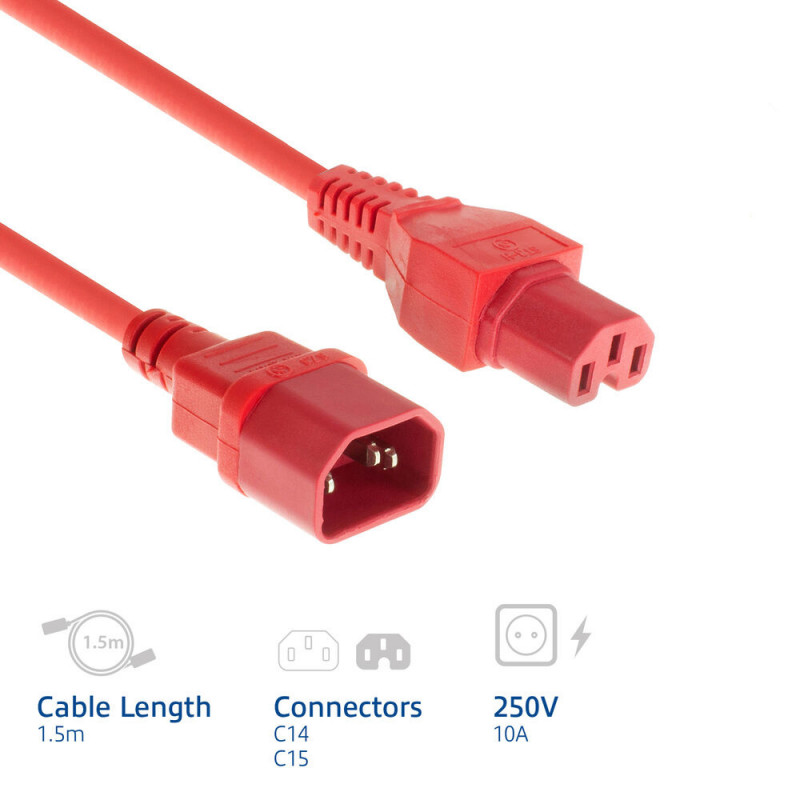 ACT Netzkabel C14 - C15 rot 1,5 m (AK5390)