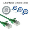 ACT Grünes 1 m LSZH S/FTP CAT6A Slimline Patchkabel mit RJ45-Steckern, snagless (DB7701)