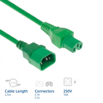 ACT Netzkabel C14 - C15 grün 2,5 m (AK5395)