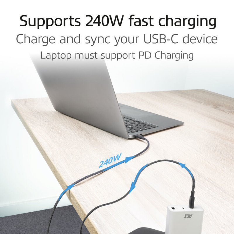 ACT USB 2.0 240W Lade-/Datenkabel USB-C zu USB-C, Schwarz, 1m (AC3086)