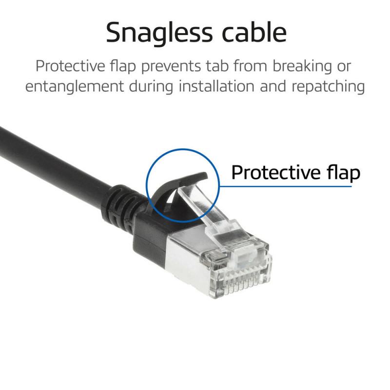 ACT Schwarz 3m LSZH S/FTP CAT6A Slimline Patchkabel Snagless mit RJ45 Steckern (DB7903)