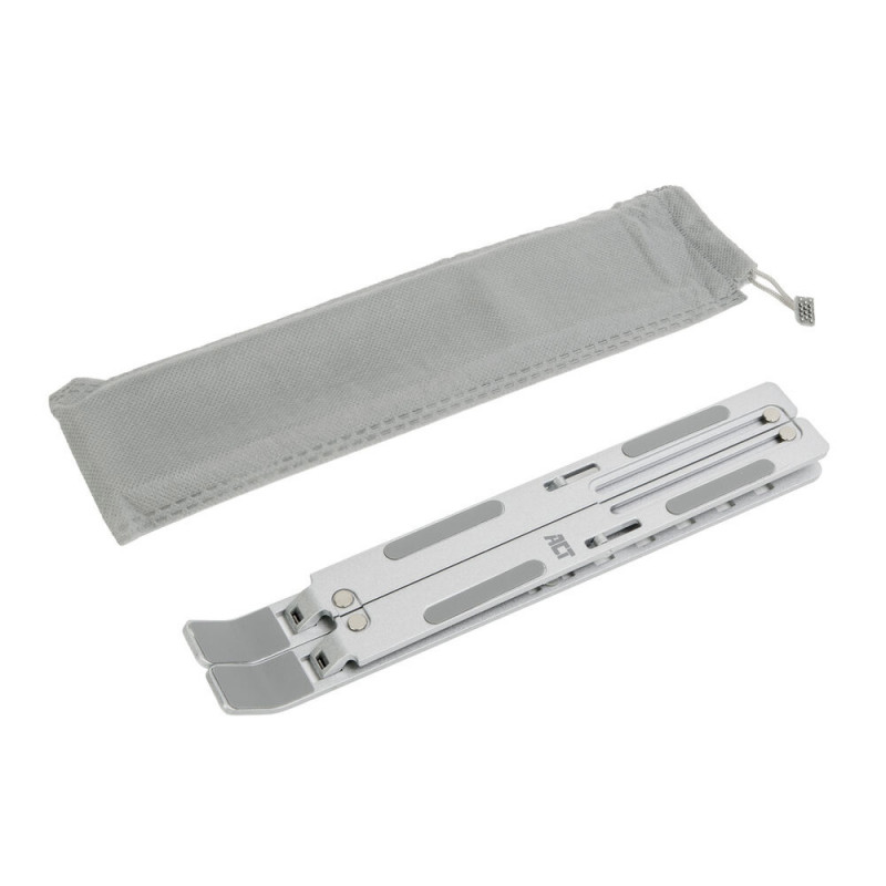 ACT Faltbarer Laptopständer, 7 Positionen höhenverstellbar, Aluminium, Silber, ACT Essentials (AC8121)