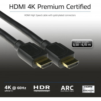 ACT AK3947 HDMI-Kabel 6,1m 4K 60Hz HDR ARC 18Gbps Schwarz