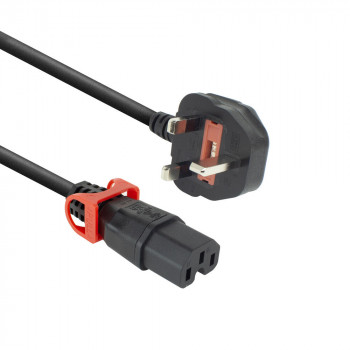 ACT Netzkabel UK Stecker - C15 IEC Lock+ schwarz 2 m, PC3884 (PL0082)