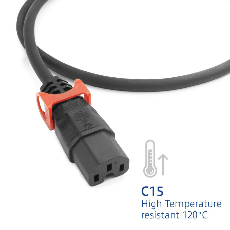 ACT Netzkabel UK Stecker - C15 IEC Lock+ schwarz 2 m, PC3884 (PL0082)