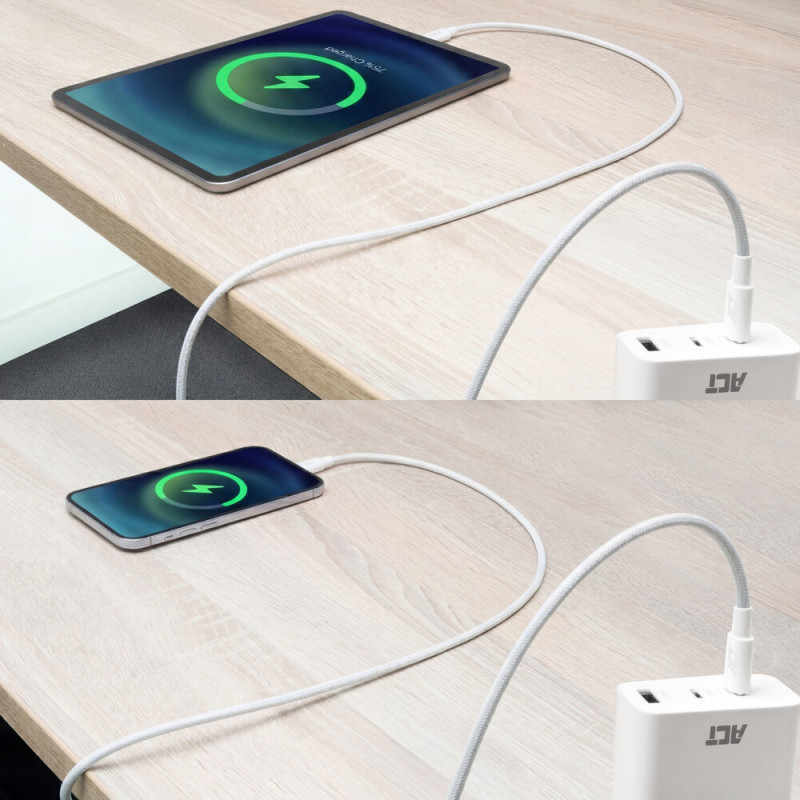 ACT USB 2.0 240W Lade-/Datenkabel USB-C zu USB-C, Weiß, 2m (AC3085)