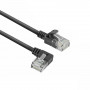 ACT DC1901 1m CAT6A U/UTP LSZH Slimline Patchkabel, RJ45 90° gewinkelt links auf gerade, Schwarz