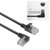 ACT DC1901 1m CAT6A U/UTP LSZH Slimline Patchkabel, RJ45 90° gewinkelt links auf gerade, Schwarz