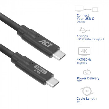 ACT AC7443 USB-C (M) auf USB-C (M) Kabel, 24-polig