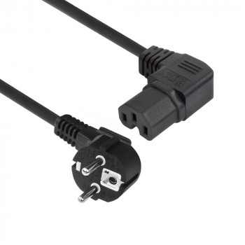 ACT AK5349 Netzkabel Schuko CEE 7/7 Stecker gewinkelt auf IEC C15 Buchse gewinkelt rechts 1m Schwarz