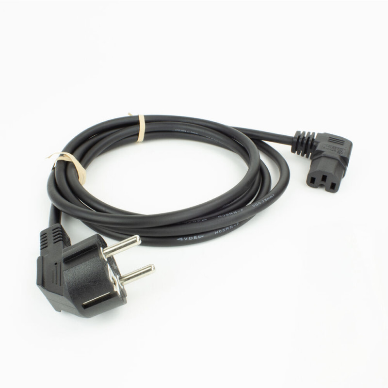 ACT AK5349 Netzkabel Schuko CEE 7/7 Stecker gewinkelt auf IEC C15 Buchse gewinkelt rechts 1m Schwarz