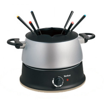Tefal Fondue Base Ronde EF3000 Elektrisches Fondue-Set, 800 W, 1,2 L, 8 Gabeln, Schwarz