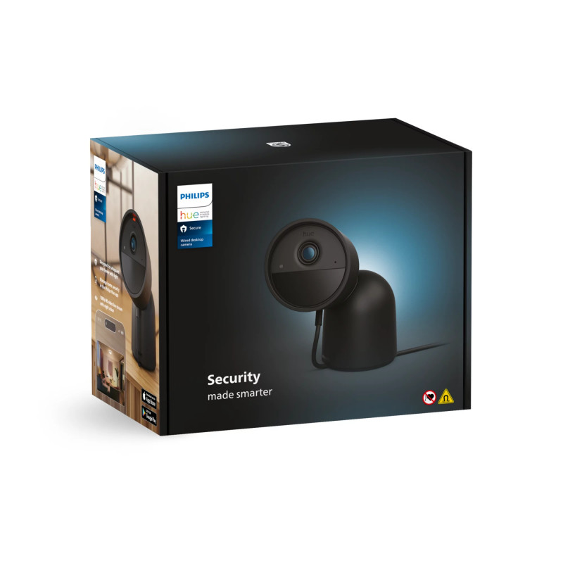 Philips Hue Secure Kabelgebundene Kamera mit Standfuß Schwarz