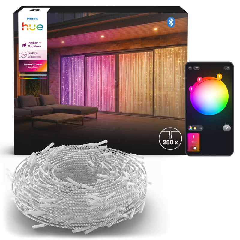 Philips Hue Festavia Vorhang-Lichtkette White & Color Ambiance, 1,35 x 2 m