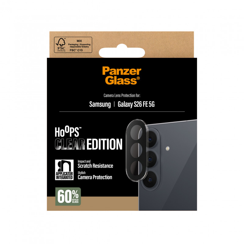 PanzerGlass Hoops PG73301 Kameraobjektivschutz für Samsung Galaxy S26 FE, transparent