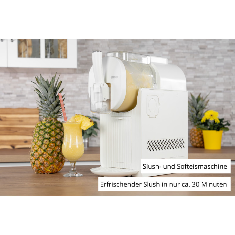 Unold 48965 Sofia 2-in-1 Slush- und Softeis-Maschine, 1,5L, 150W, 5 Programme, Schwarz