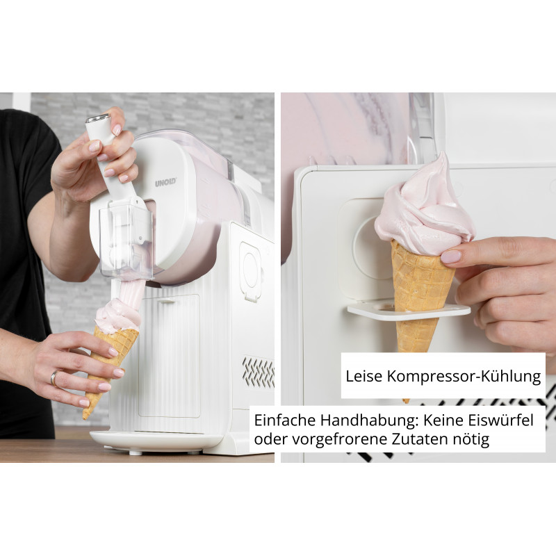 Unold 48965 Sofia 2-in-1 Slush- und Softeis-Maschine, 1,5L, 150W, 5 Programme, Schwarz