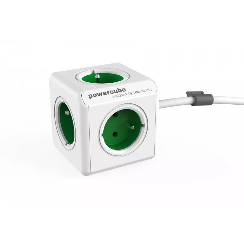 Allocacoc PowerCube Extended Typ E Steckdosenleiste 1,5 m 5 AC-Steckdosen Innen Grün
