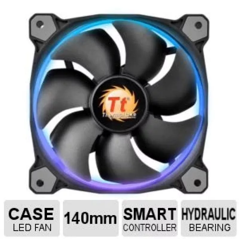 Thermaltake Riing 14 LED 256 Color CL-F043-PL14SW-B Gehäuselüfter 140 mm, 3er-Pack, 600–1400 U/min, 4-Pin