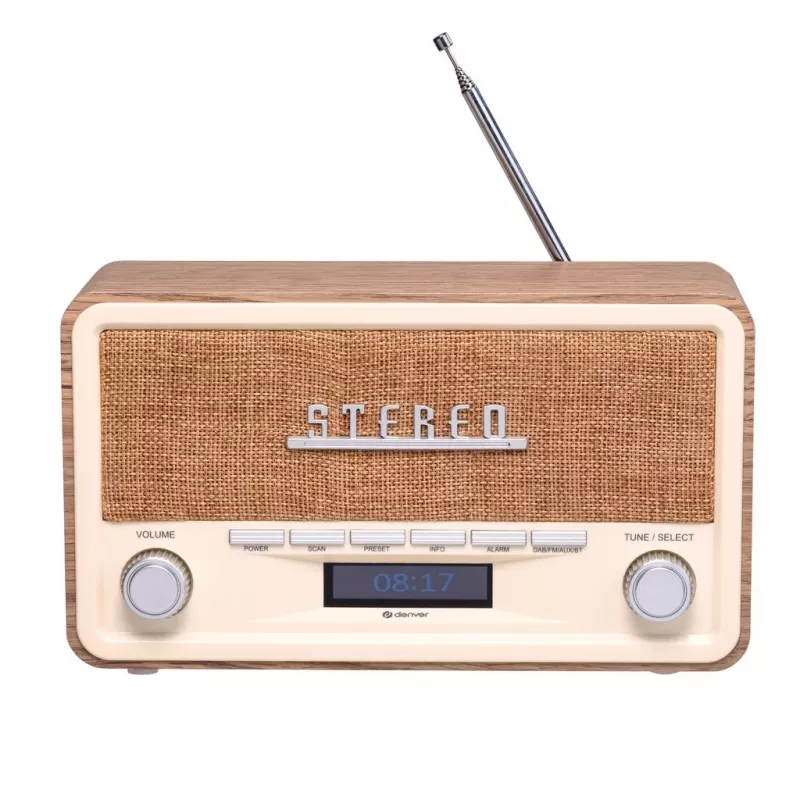 Denver DAB-18LW DAB+/FM Retro-Radio, Bluetooth, Holzoptik hell