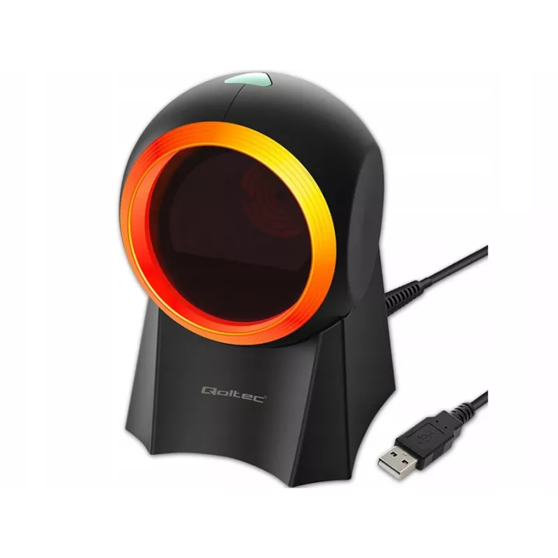 Qoltec 50857 kabelgebundener Tisch-Barcodescanner, 1D/2D, QR, USB, 1,75 m Kabel