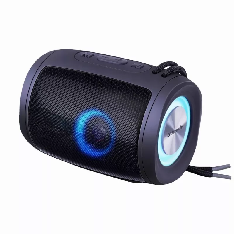 DEFENDER Enjoy S200 65200 tragbarer Bluetooth-Lautsprecher, TWS, 5 W, LED-Licht, FM, microSD, 10 Std. Akkulaufzeit, schwarz