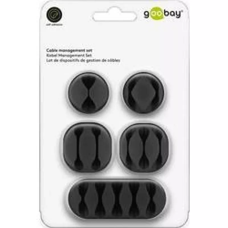 Kabelclip Goobay 70683 Schreibtisch Wand Schwarz 5 Stück