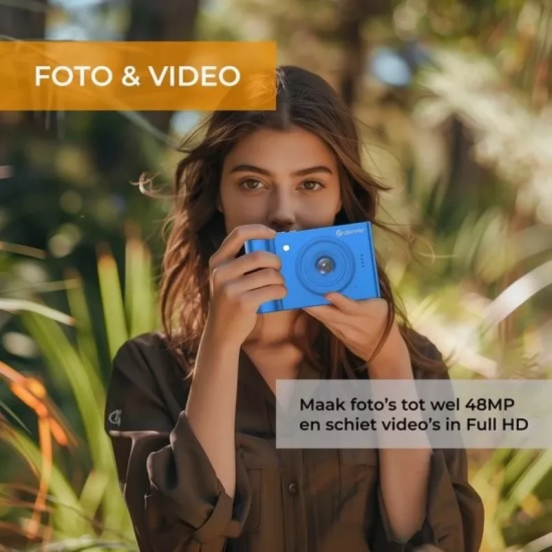 Denver DCA-4811BU Kompakt-Digitalkamera, 5 MP CMOS (48 MP interpoliert), Full-HD-1080p-Video, 2,8-Zoll-LCD, Blau