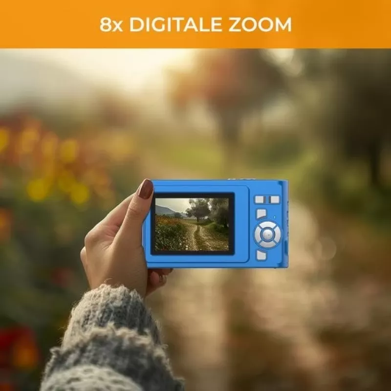 Denver DCA-4811BU Kompakt-Digitalkamera, 5 MP CMOS (48 MP interpoliert), Full-HD-1080p-Video, 2,8-Zoll-LCD, Blau