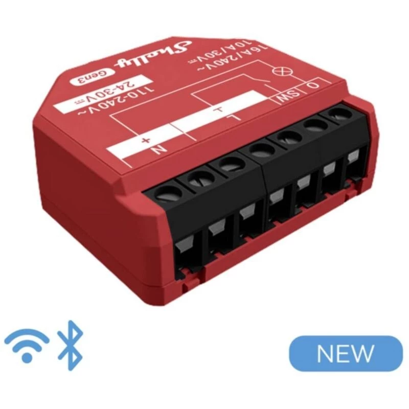 Shelly 1PM Gen3 WLAN-/Bluetooth-Relais, 16 A, mit Leistungsmessung
