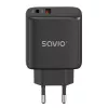 SAVIO LA-06/B 30-W-Wandladegerät, USB-A + USB-C, Quick Charge, Power Delivery 3.0, Schwarz
