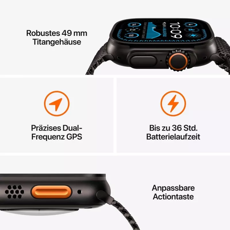 Apple Watch Ultra 2 GPS + Cellular 49mm Schwarz Titanium Case with Schwarz