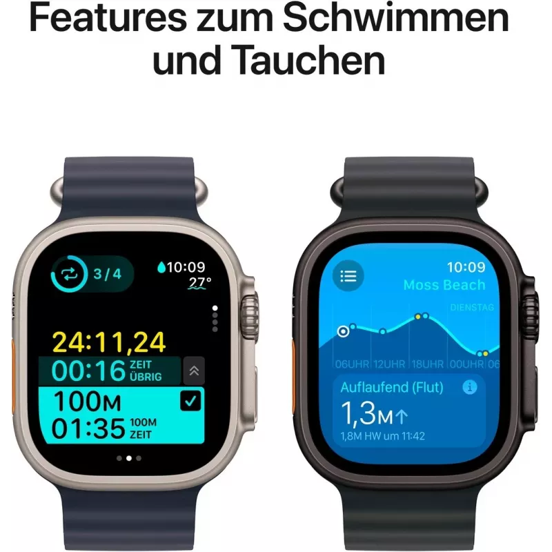 Apple Watch Ultra 2 GPS + Cellular 49mm Natural Titan-Gehäuse mit Tan Alpine Band – Medium (MX4F3FD/A)