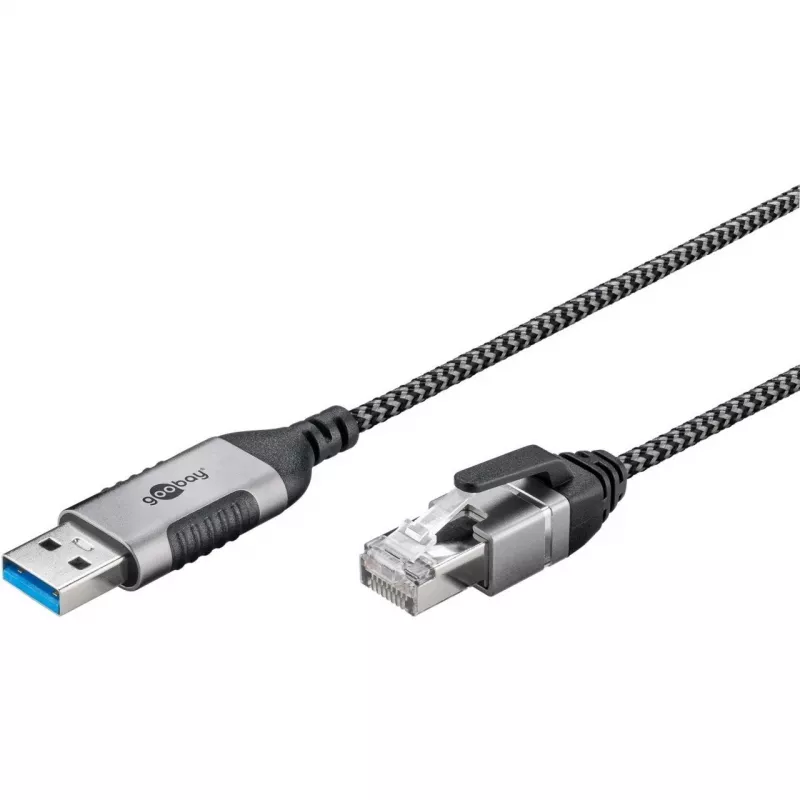 Goobay Ethernet-Kabel USB-A 3.0 auf RJ45 schlank 3 m – verbindet Router, Modem oder (74396)