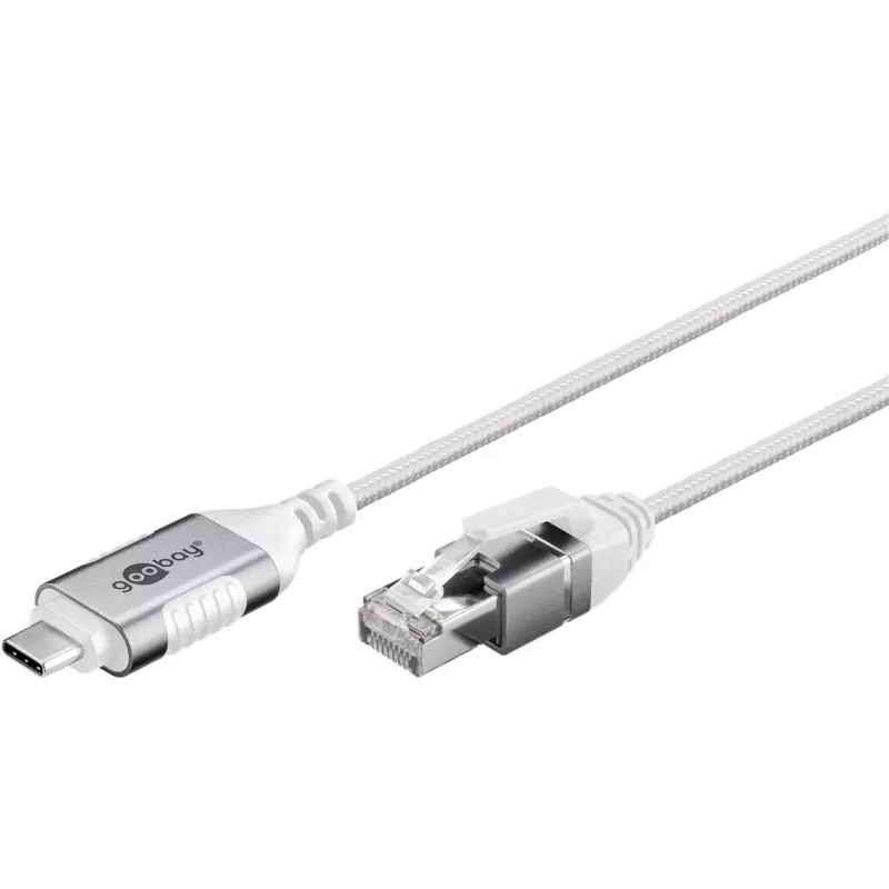 Goobay Ethernet-Kabel USB-C 3.1 zu RJ45 schlank 2 m - verbindet Router oder Modem (74387)