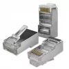 Modularer RJ45-Stecker QOLTEC 54554 CAT5e FTP, 100 Stück, silber, Kunststoff, 11×22×18 mm