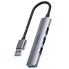 Unitek H1208A USB-A-Hub, 4 Ports (1x USB-A 5 Gbit/s, 3x USB-A 2.0), Aluminium, Silber