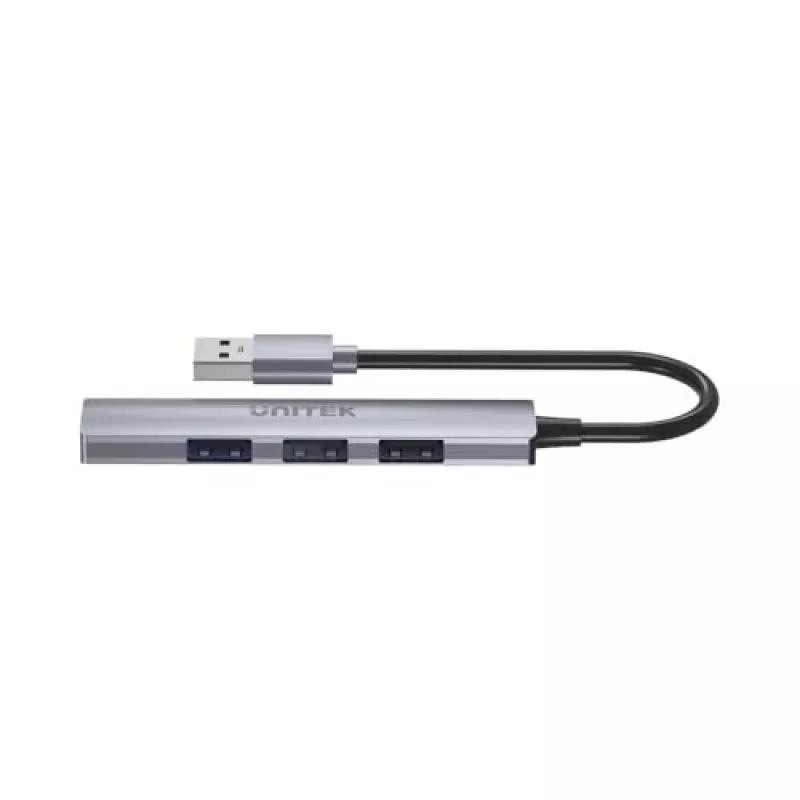 Unitek H1208A USB-A-Hub, 4 Ports (1x USB-A 5 Gbit/s, 3x USB-A 2.0), Aluminium, Silber