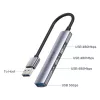 Unitek H1208A USB-A-Hub, 4 Ports (1x USB-A 5 Gbit/s, 3x USB-A 2.0), Aluminium, Silber