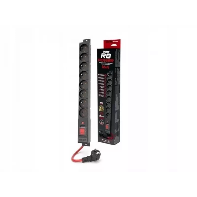 LISTWA ZASILAJĄCA ACAR R8 POWER 1.5M 8X 230V PL CZARNA 16A