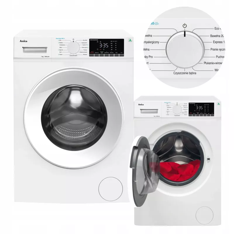 Amica WA5S714ALiSH freistehende Frontlader-Waschmaschine, 7 kg, 1400 U/min, Energieklasse A, Weiß