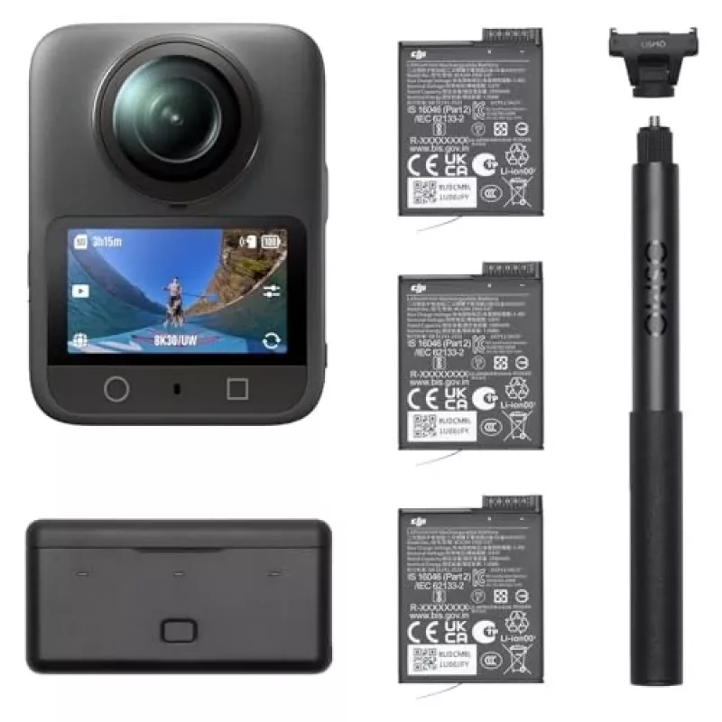 DJI Osmo 360 Adventure Combo CP.OS.00000442 8K 360° Action-Kamera, 120 MP, 1/1,1-Zoll-CMOS, 2-Zoll-Display, 128 GB, WLAN, IP68