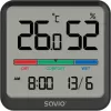 Savio CT-01/B kabelloser Temperatur- und Feuchtigkeitssensor für den Innenbereich, LCD, Uhr, Datum, Magnethalterung, schwarz