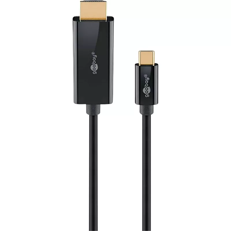 Goobay USB-C-auf-HDMI-Kabel 4K mit 60 Hz 2 m schwarz – Stecker > HDMI (75697)