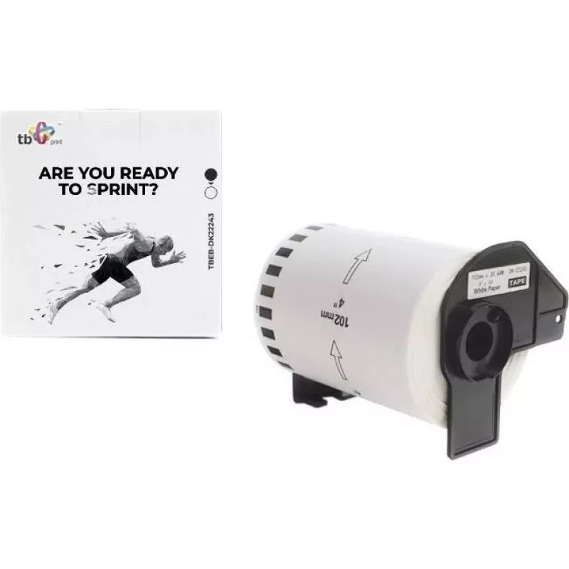 TB Print TBEB-DK22243 Etikettenrolle für Brother, 102 mm x 30,48 m, schwarz auf weiß
