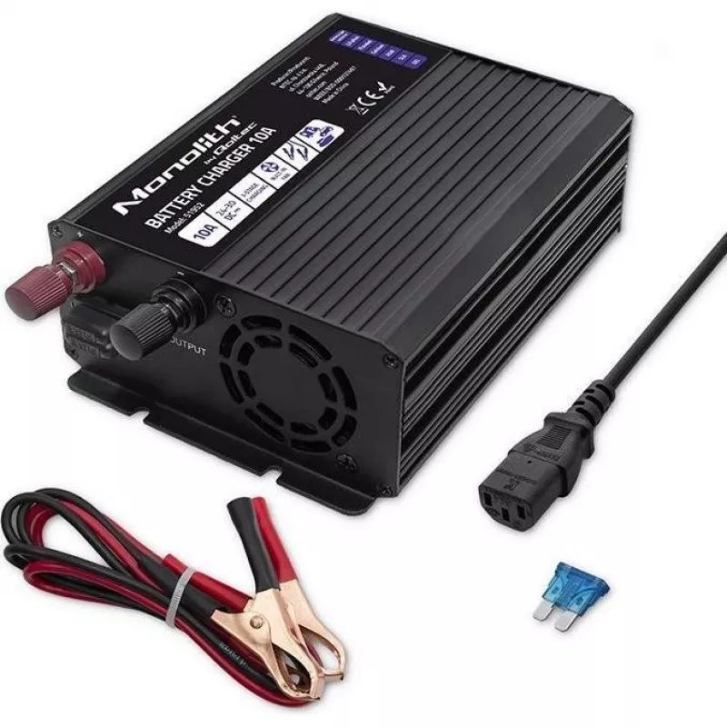 Qoltec 51952 intelligentes Monolith Batterieladegerät für LiFePO4/AGM/GEL/SLA, 10 A, 24 V