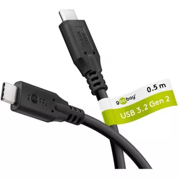 Goobay USB Cable-C, USB 3.2, 100 W, 10 Gbit/s, Power Delivery, 0,5 M (0,50 m, USB 3.2, 100 W), USB-Kabel