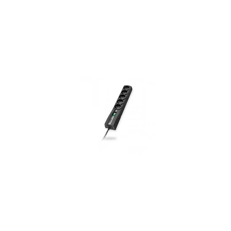 EVER CLASSIC T/LZ09-CLA015/0000 Überspannungsschutz-Steckdosenleiste, 5 Steckdosen Typ E, 250 V, 1,5 m Kabel, mit Schalter, Kindersicherung, schwarz