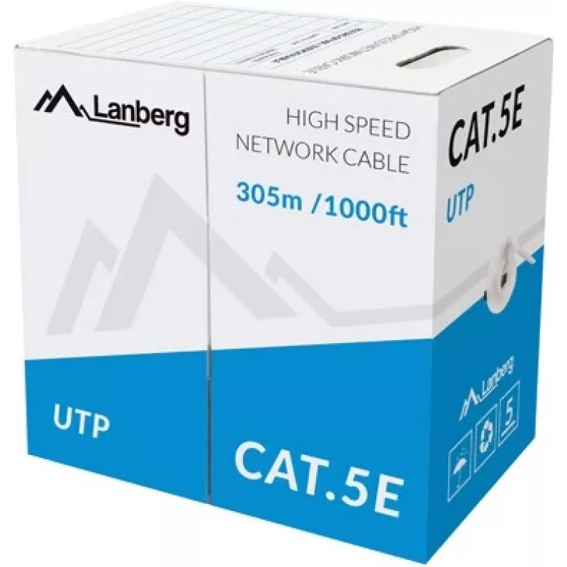 Netzwerkkabel LANBERG LCF5-11CC-0305-S Cat5e F/UTP, 24 AWG CCA, 305 m, grau
